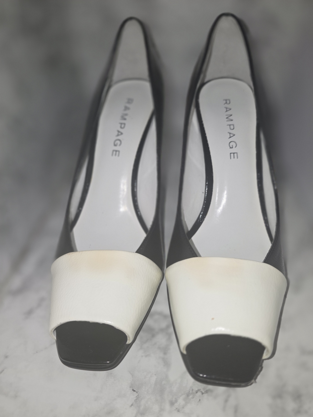 Rampage Women’s Black and Cream Peep-Toe Pumps